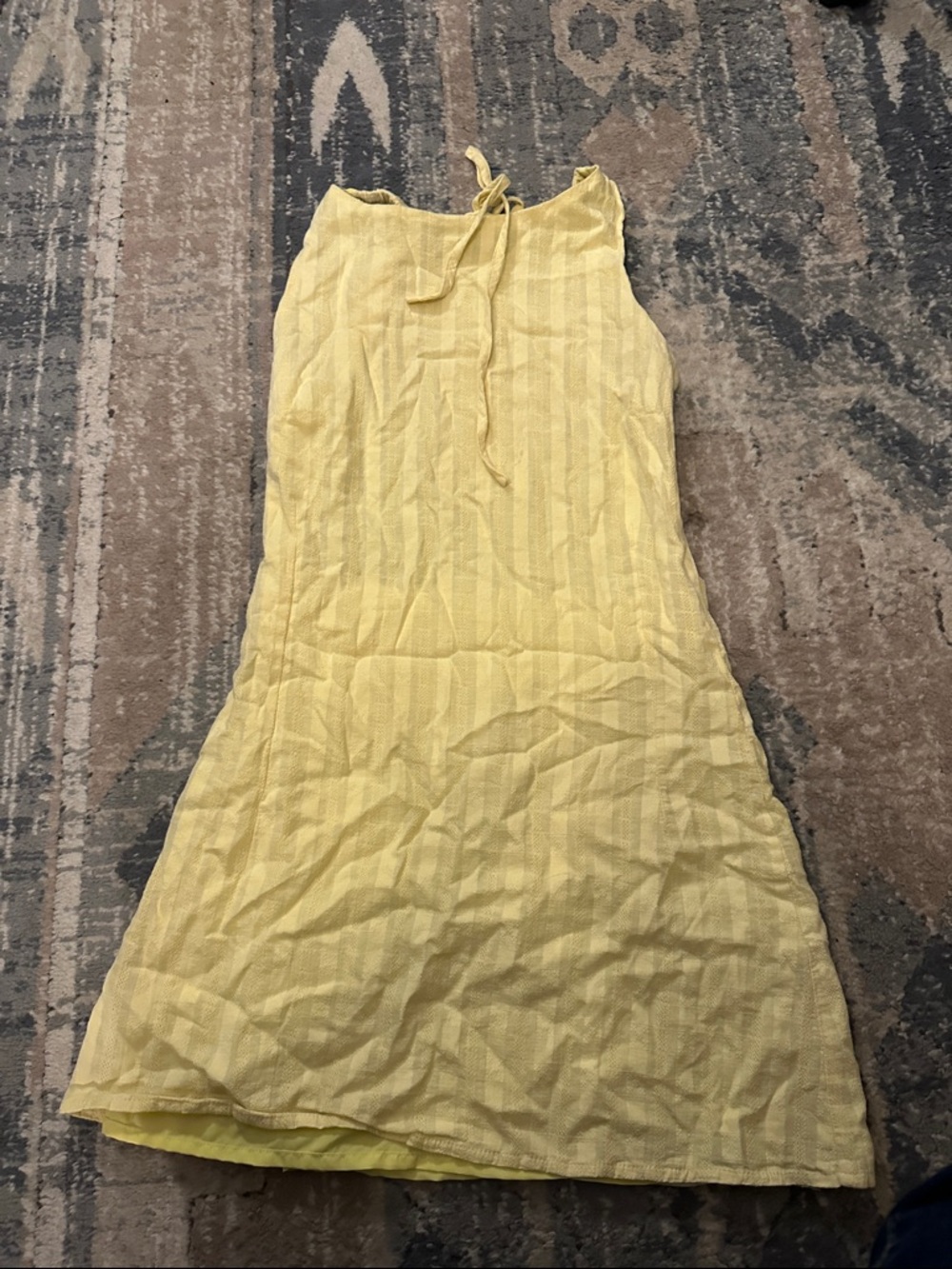 Yellow Backless Sleeveless Tie-Neck Summer Dress